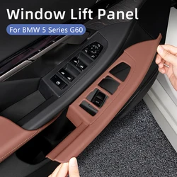 Car Inner Door Handle Stickers For BMW 5 Series G60 Window Switches Panel Pull Cover PU Leather Front Door Protector Stickers