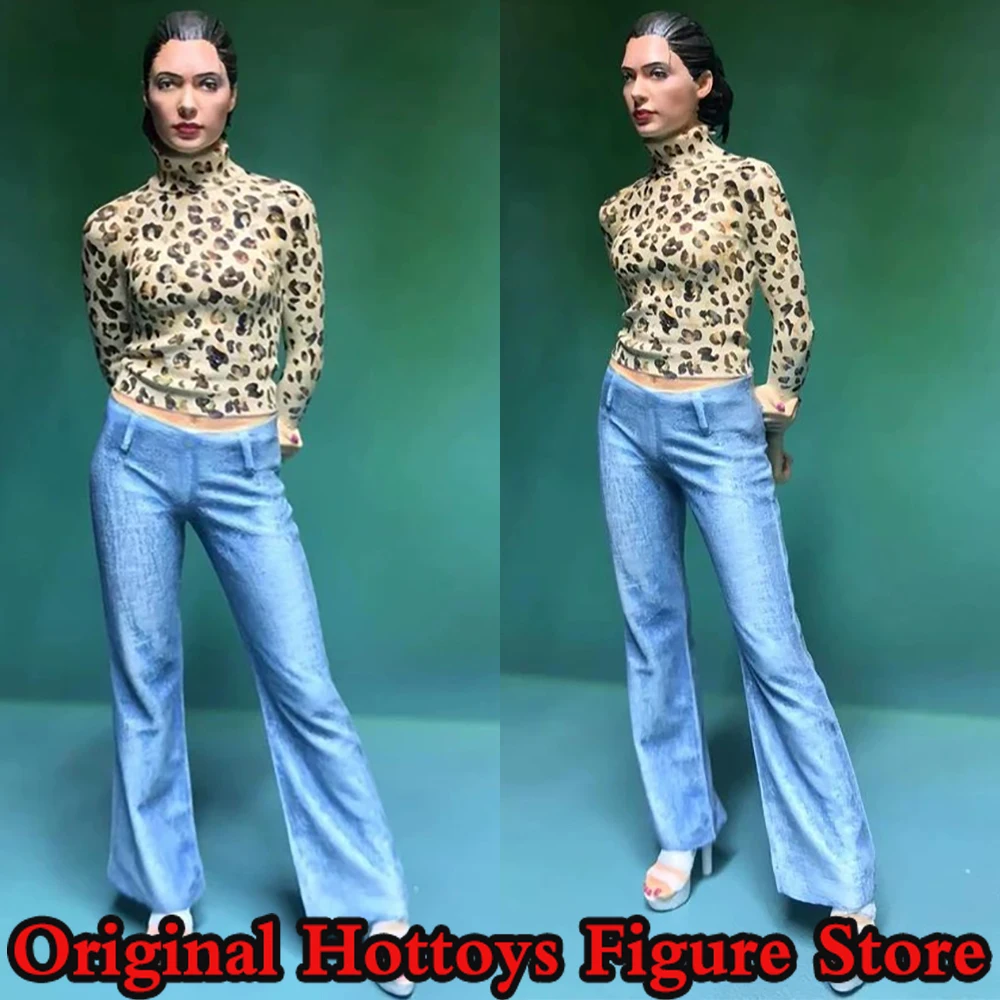 

1/18 Scale Female Soldier High-neck Leopard Print Sweater Beauty Mini Painting Sculpture Full Set About 9cm Action Figure Doll