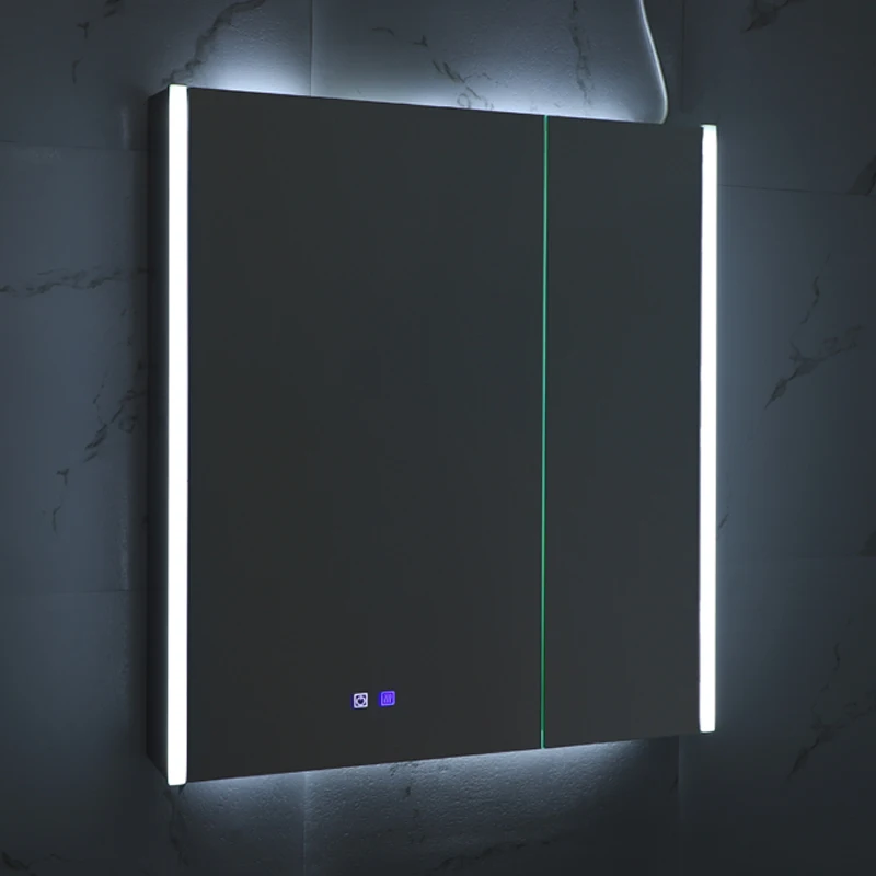 Gabinete de espejo de Baño Led de acero inoxidable, tablero de Material de gabinete de espejo inteligente con espejo