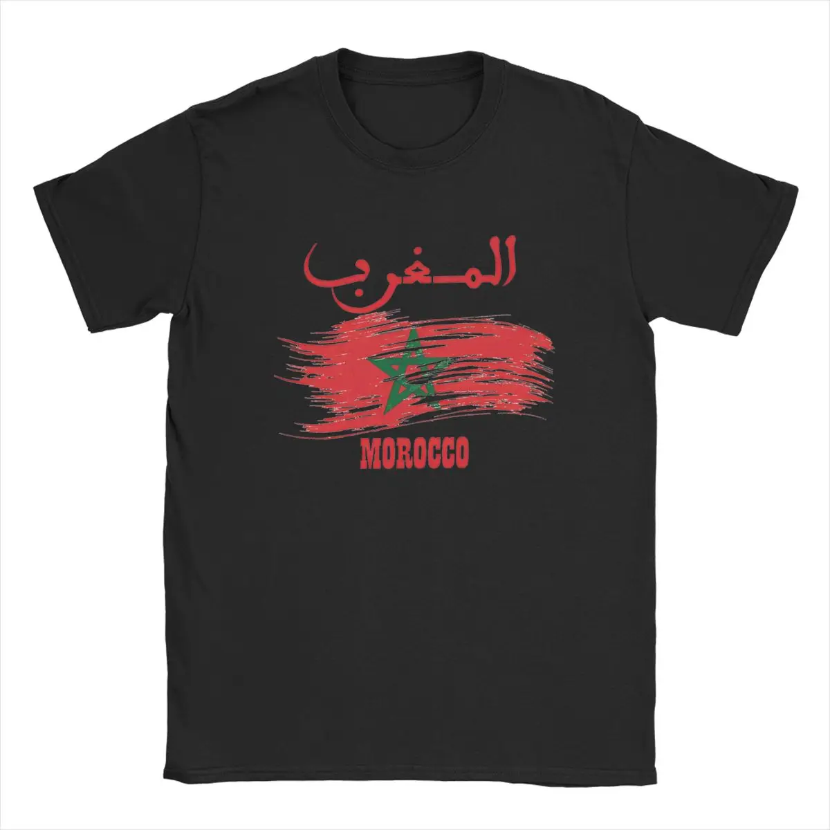 Men T-Shirt Morocco Flag Vintage Novelty Cotton Tees Short Sleeve Moroccan Spirit Totem Emblem T Shirt Crew Neck merchandise