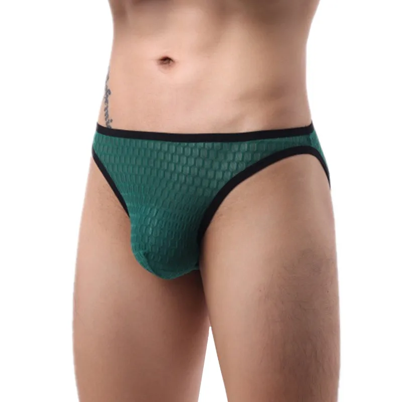

Men Briefs Shorts Breathable Mesh Lace Underwear Man Panites Patchwork Low Waist U Convex Pouch Underpants Cueca Calzoncillo