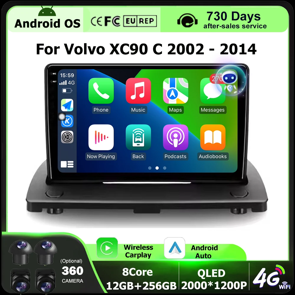 

Car Radio Multimedia Video Player Navigation GPS For Volvo XC90 C 2002 - 2014 Android 16 Auto Wireless Carplay 360 camera BT DSP
