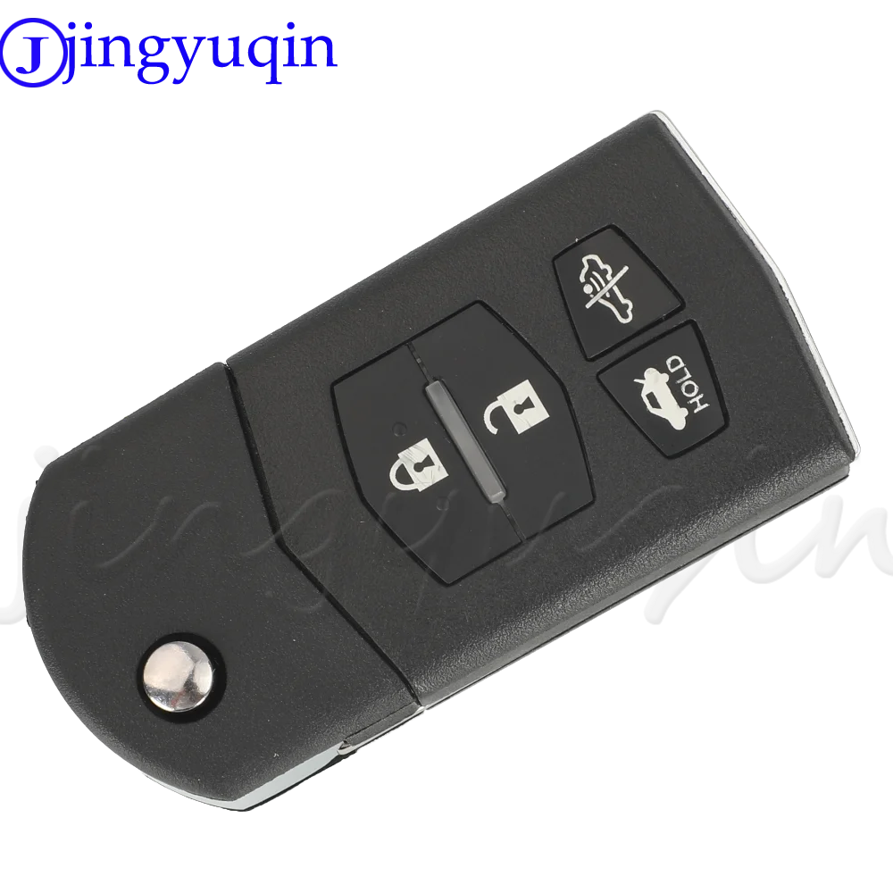 Jingyuqin 4Buttons Remote Car Key Shell For Mazda 2 3 5 6 M5 M6 CX-5 CX-6 2004+ Folding Auto Key Case Housing Replacement MAZ24