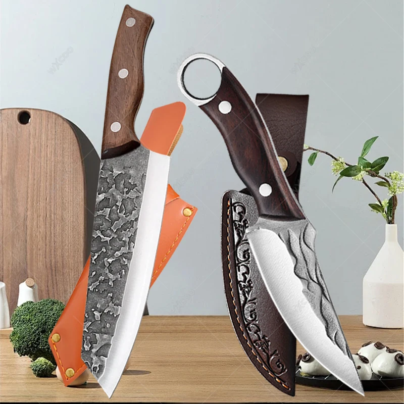 Sharp Boning Knife Hand-forged Knife Kitchen Solid Wood Handle Meat and Vegetable Fruit Slicing Knife Professional Cooking Tools