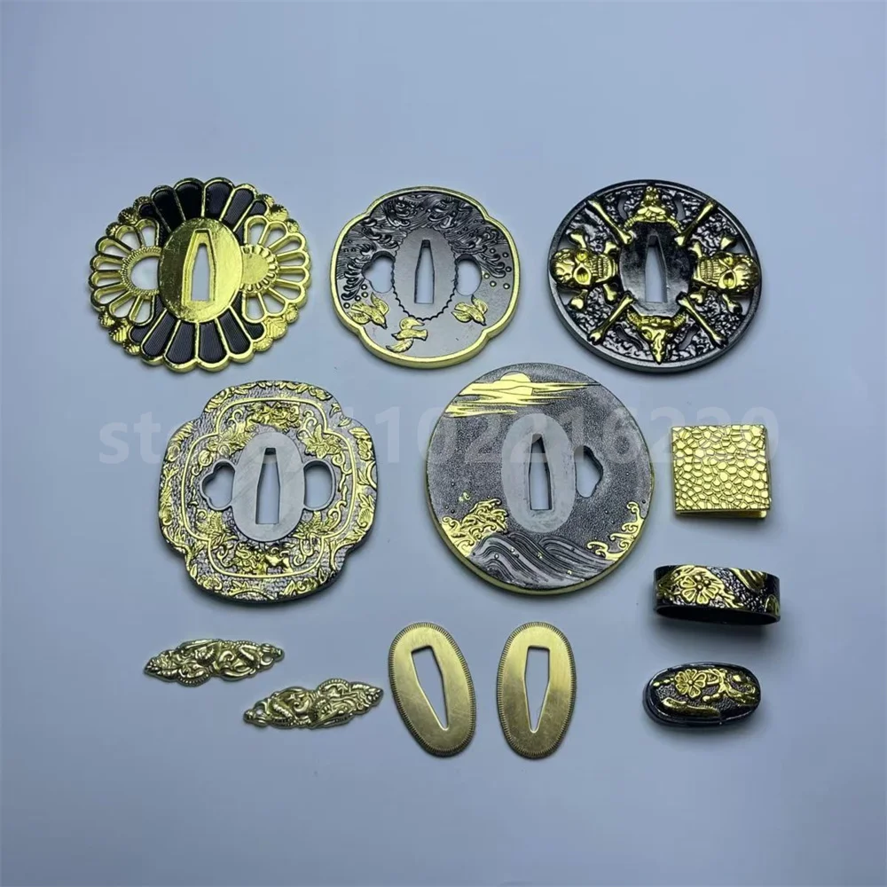 A Set Very Good Alloy Tsuba Handguard Fuchi Kashira Menuki Habaki Seppa For Japanese Real Japan Samurai Katana Sword Fittings