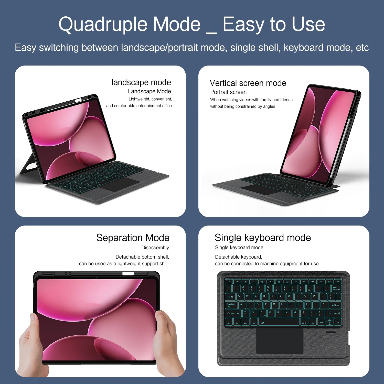 حافظة لوحة المفاتيح السحرية القابلة للفصل لهاتف OPPO Pad 4 PRO 2025 غطاء OPPO Pad4 Pro 13.2 بوصة للكمبيوتر اللوحي لوحة المفاتيح الذكية التي تعمل باللمس