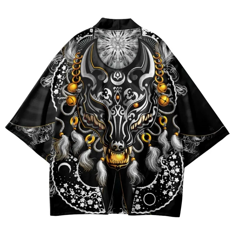 

Japanese Manga Demon Print Kimono Streetwear Beach Yukata Men Women Traditional Cardigan Cosplay Haori Harajuku Tops Clothes