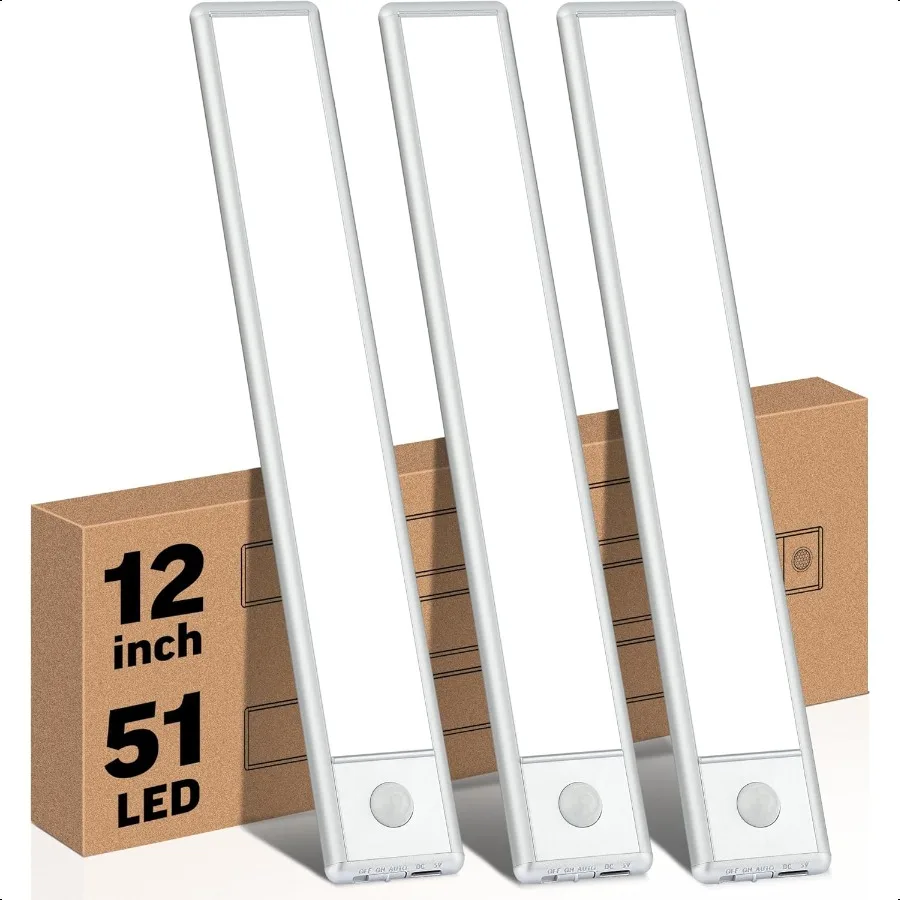 캐비닛 조명 밑 야간 조명 바 12인치 쿨 화이트 3팩