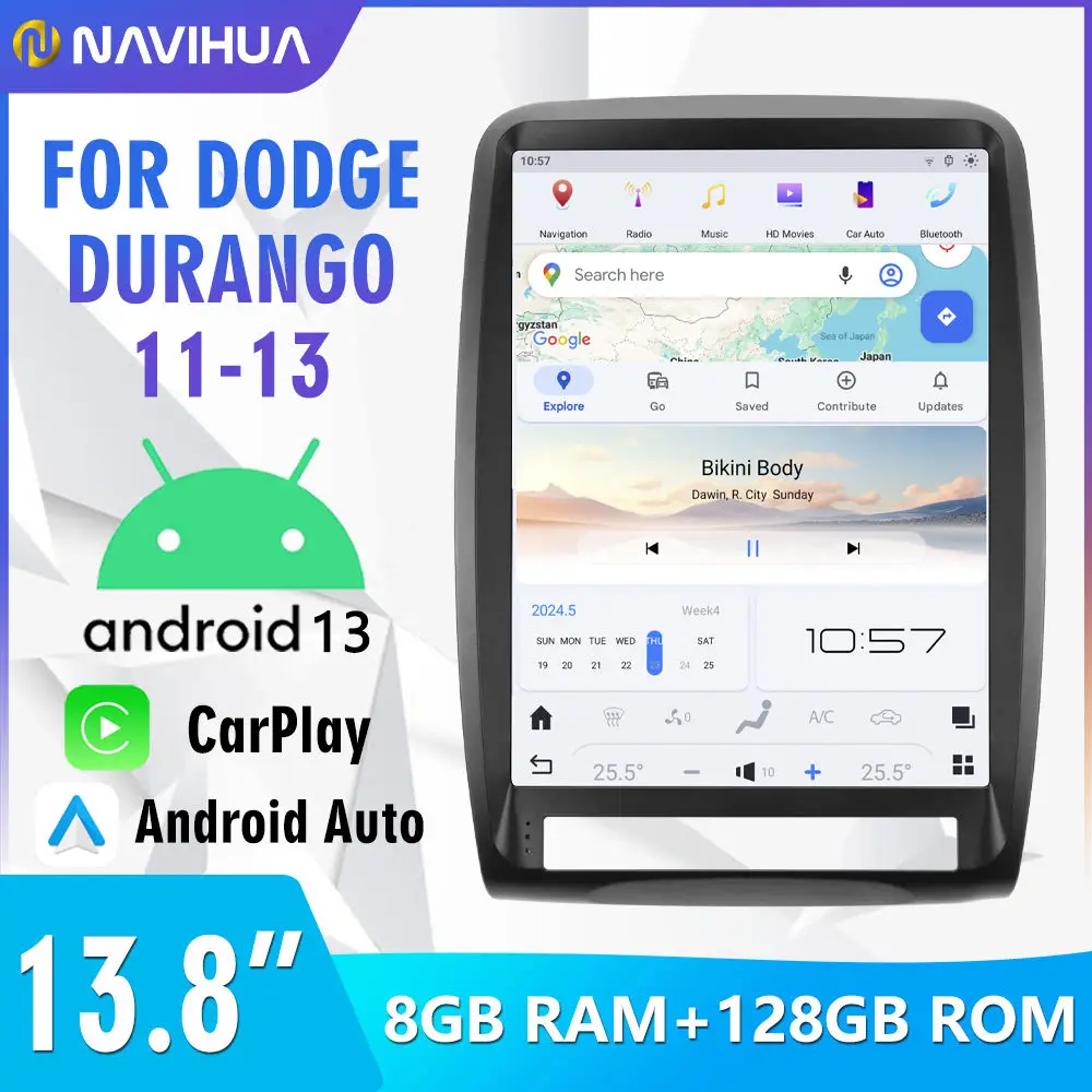 Navihua New Design 13.8'' Touch Screen Android Car Radio GPS Navigation Car DVD Player Multimedia For Dodge Durango 2011-2013