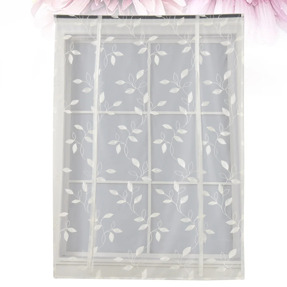 1 قطعة نافذة ستارة قصيرة ورقة التطريز نمط شير الستار قصيرة التطريز الفوال الستائر غرفة نوم المنزل شرفة 120x120 سنتيمتر