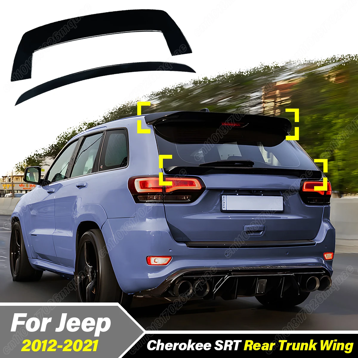 

For Jeep SRT Grand Cherokee 2012 2013 2014 2015 2016 2017 2018 2019 2020 2021 Rear Roof Lid Tail Spoiler Middle Top Wing BodyKit