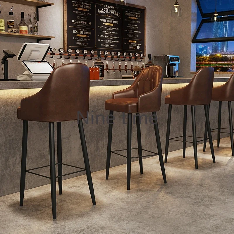 

Midcentury Luxury Bar Stools Nordic Leather Commercial Mobile Ergonomic Bar Chairs Corner Ergonomic Sgabello Cucina Furnitures