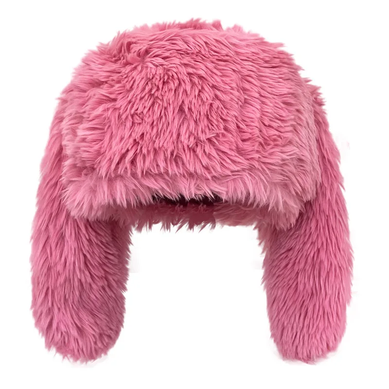 Topi telinga kelinci manis dan lucu, topi pelindung telinga kepribadian hangat dan dingin tebal musim dingin