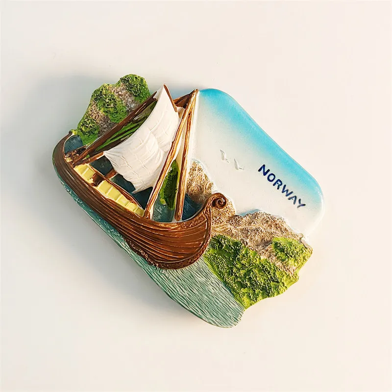 Norway Travel Commemorative Magnetic Fridge Magnet Collection Three-dimensional Landscape Cruise Decoration Resin Material