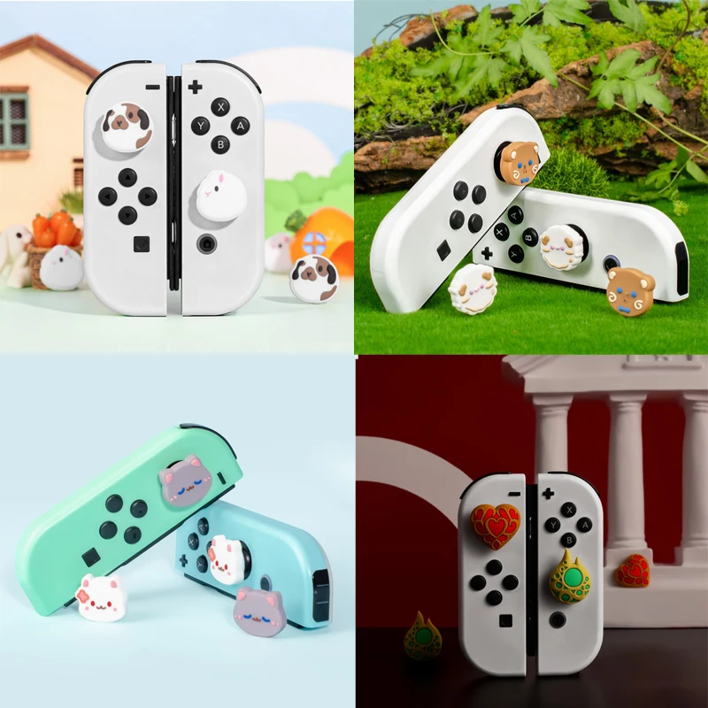 Little White Rabbit Silicone Thumb Stick Grip Cap Joystick Protective Cover For Switch Oled NS Lite Joy-con Controller Case