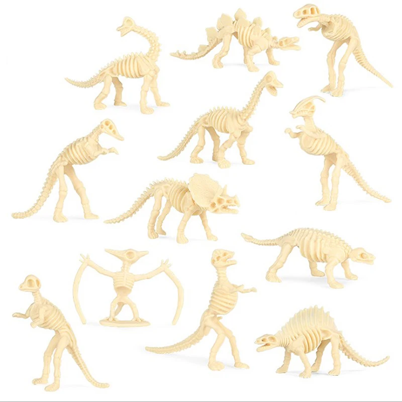 New 12pcs Dinosaur Toys Fossil Skeleton Simulation Model Set Mini Action Figure Educational Creative Collection Toy For Children