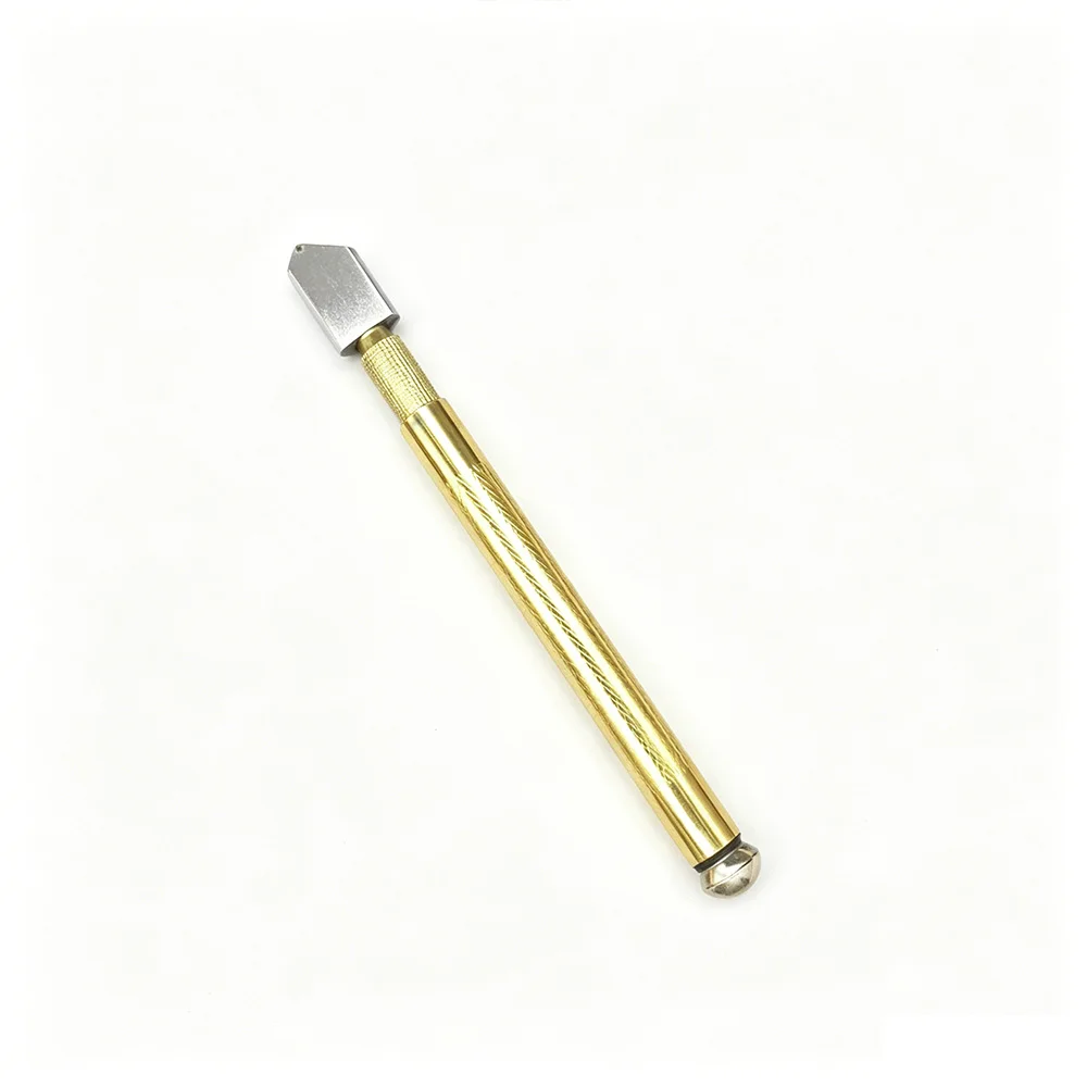 1 Pcs Diamond Tip Glass Cutter with Non-slip Aluminum Handle Oil Feed Glass Tile Mirror Cutting Hand Tool Accessories