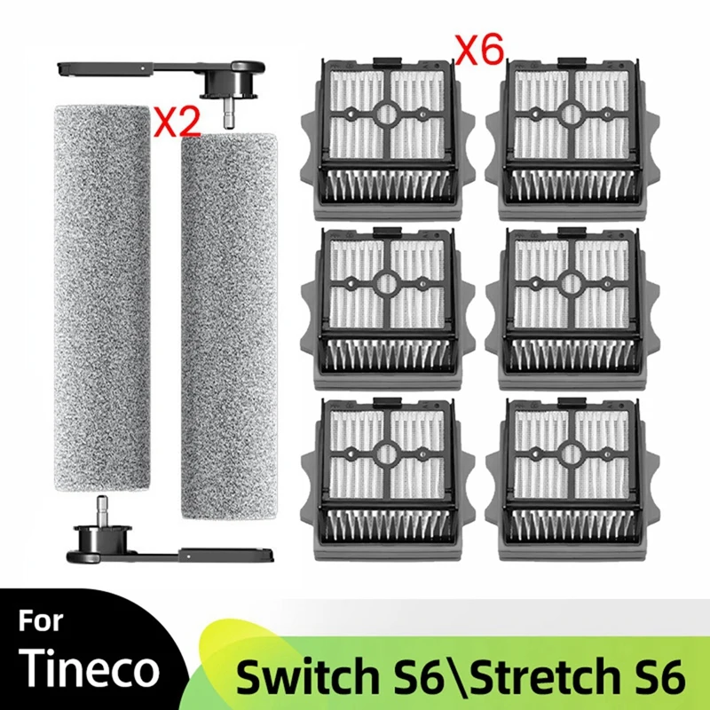 For Tineco Floor One Switch S6\Stretch S6 Parts Wet Dry Vacuum Cleaner Roller Brush HEPA Filters Accessories