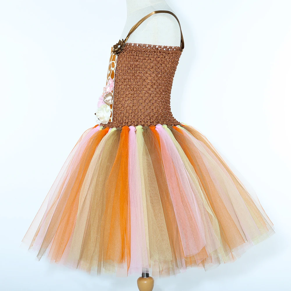 Giraffe Tutu Dress Costume Kids Halloween Jungle Party Animal Dress Up Toddler Girls Flowers Tulle Dress Safari Birthday Outfits - view 4