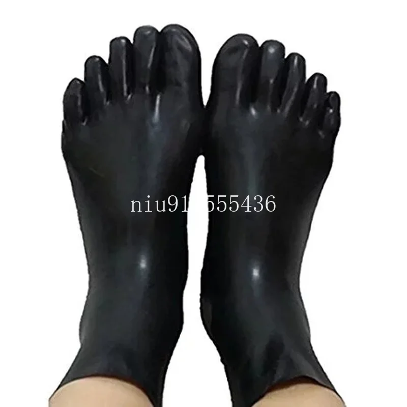 Sexy Women Men Unisex Latex Exotic Lingerie Seamless 3D 5 Toe Socks Short Socks Club Wear Fetish