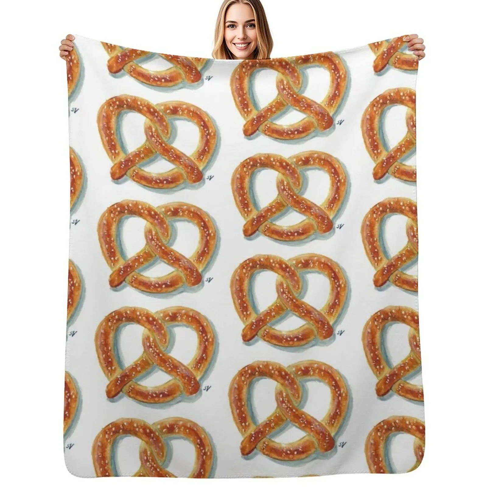 

Salty Soft Pretzel Throw Blanket Fluffy Cozy Throw Blanket for Home Decor
