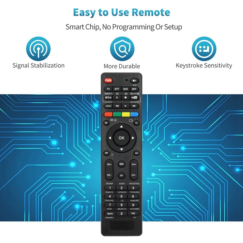 AA58 4 in 1 Universal Remote Control for TV DTT DVD SKY One-Key Search Automatic Matching