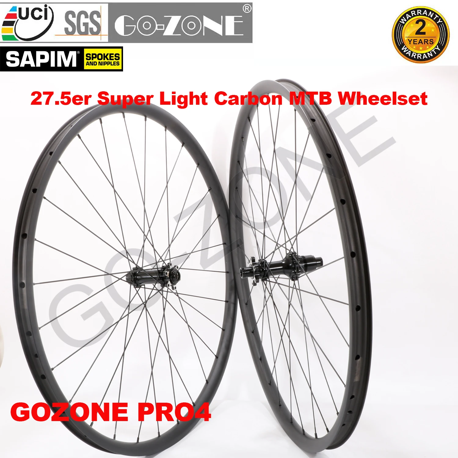 

27.5er Bike Parts MTB Wheels Carbon Ultra Light Tubeless GOZONE PRO4 Sapim Thru Axle / Quick Release / Boost Bike Wheelset