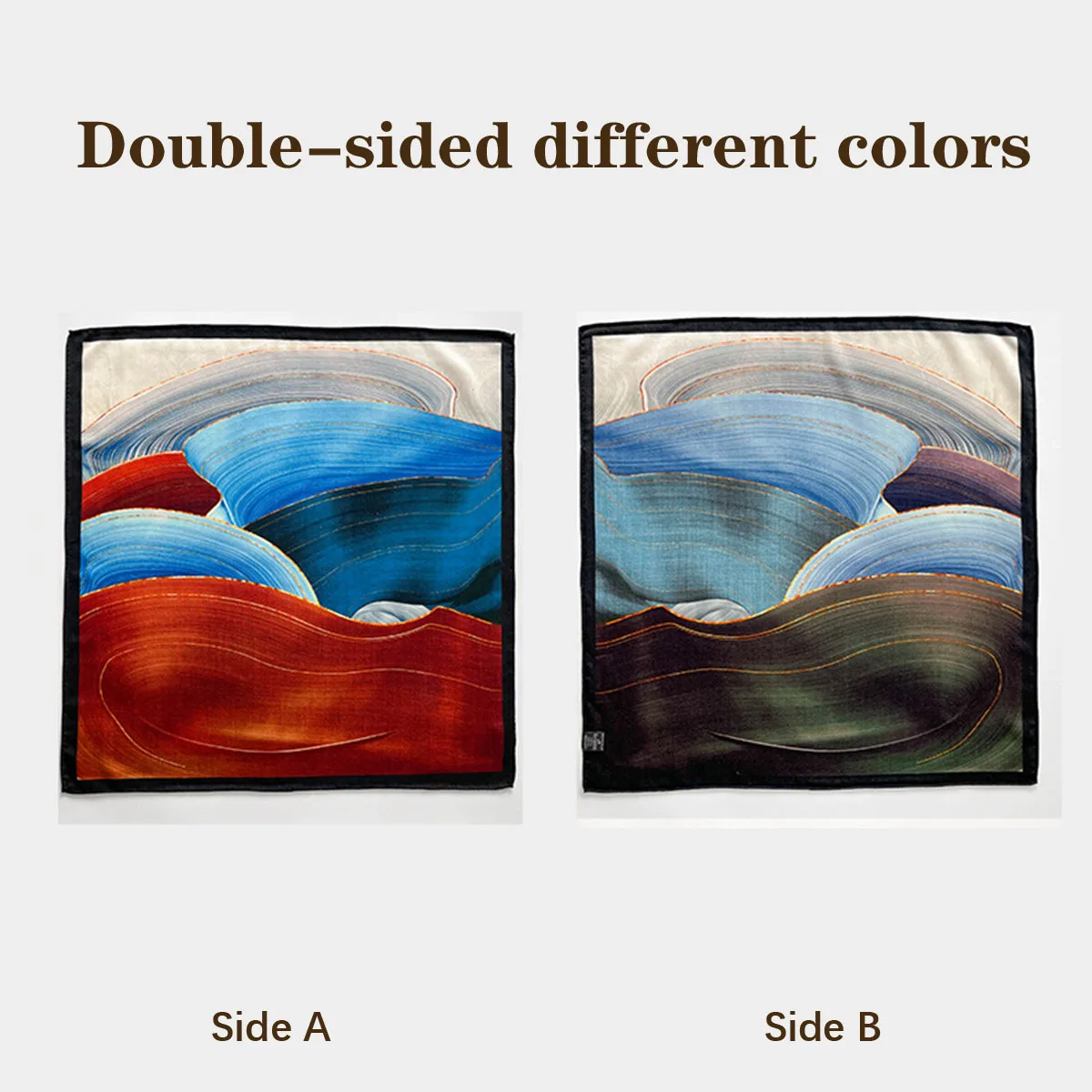 New 82% Wool 18% Silk Square Scarf 62cm Women Print Double Sided Bandana Neckerchief Headscarf Fashion Hair Wrap Shawl Gift Box view 3