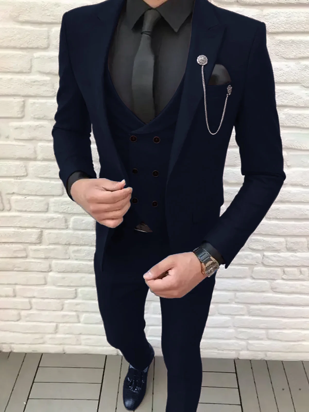 open lace back dress Men's Midnight Navy Duke of York Cotton Formal Shirt – Thom Sweeney main image 0