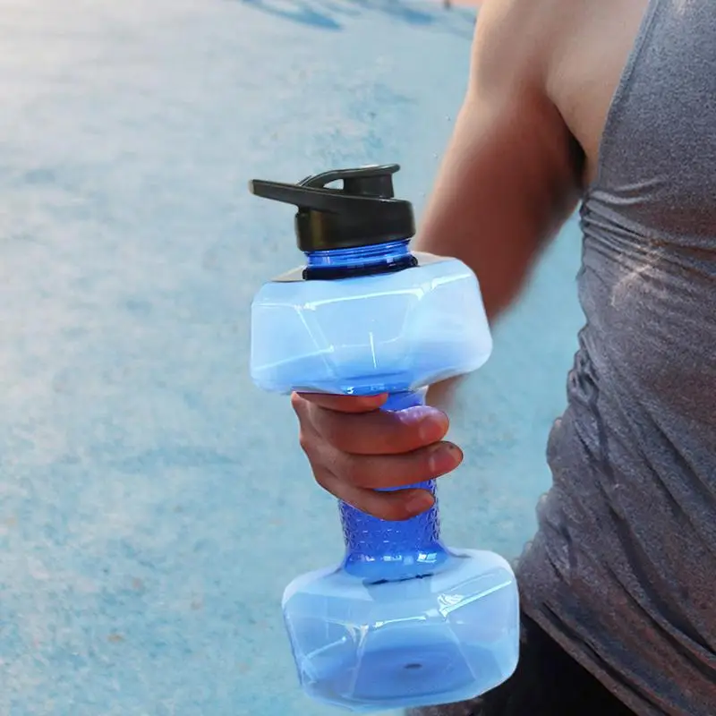 550ml/1500ml PET Dumbbell Shaped Kettle Outdoor Fitness Cycling Water Bottle Weight Strong Gym Water Drinks Accessories