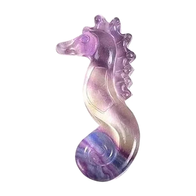 1Pc Random Natural Rainbow Fluorite Seahorse Hippocampus Quartz Healing Carved Carving Crafts Animal Stone Gift Crystal