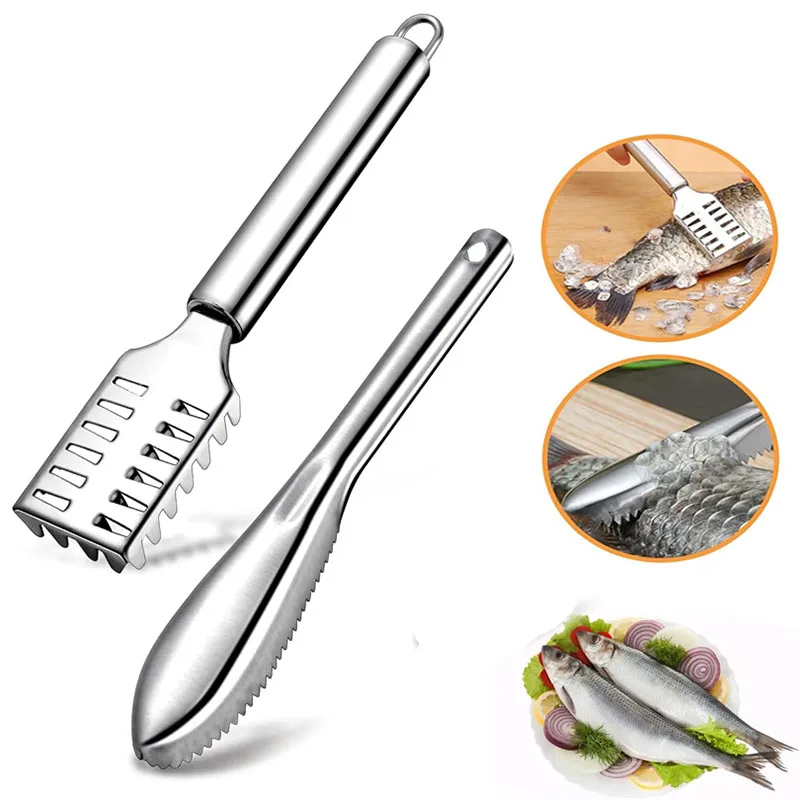 

1/2pcs Fish Scaler Remover Thickened Fish Scraping Planer Fish Skin Graters Seafood Tools Cleaner With Stainless Steel Sawtooth
