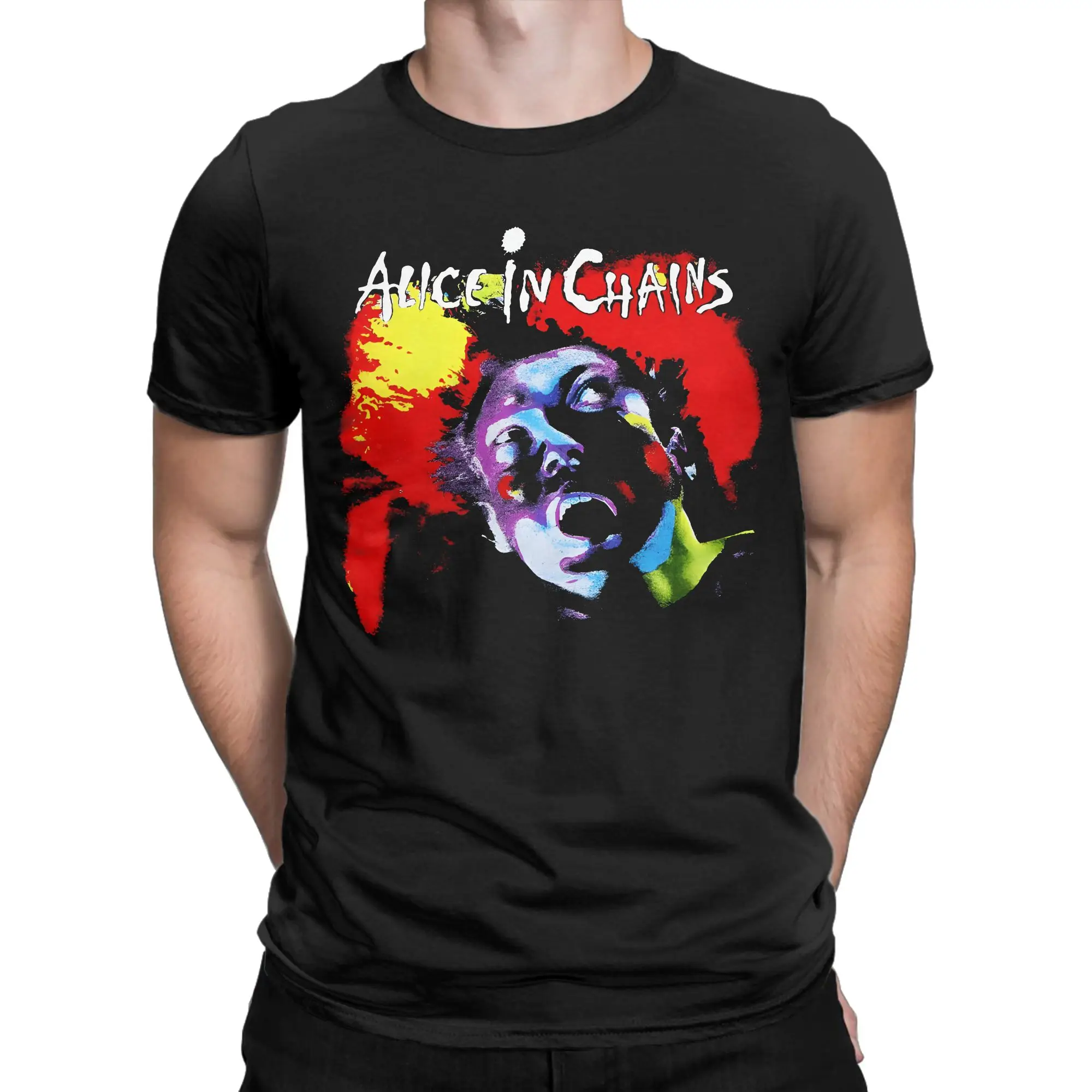 Alice In Chains Color Splash Layne Portrait Cotton T-Shirt For Men Summer Vintage T Shirts Tee Shirt Big Size Casual Tops