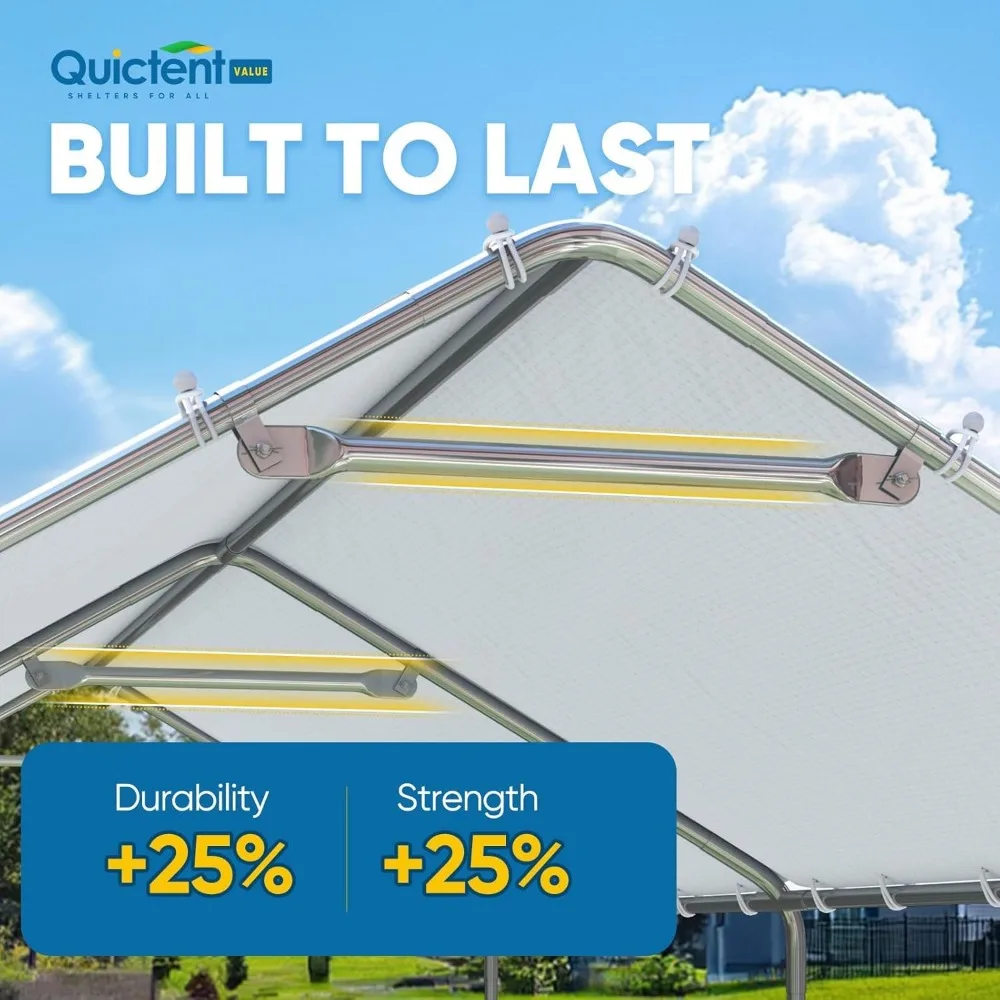 مأوى مظلة للسيارات الخارجية شديدة التحمل مقاس 10 × 20 قدمًا للسيارات والقوارب والكراجات ذات هيكل معزز، بدون جدران جانبية