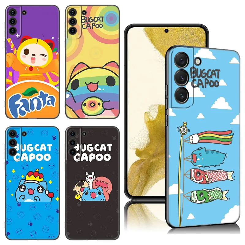 BugCat Capoo Animal Phone Case For Samsung Galaxy S20 S21 S23 FE S22 Ultra S10E S10 Lite S8 S9 Plus S7 Edge Black Silicone Cover