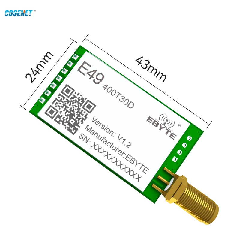 433MHz Wireless Data Transmission RF Module CDSENET E49-400T30D 30dbm 5.6KM Low Power Narrowband Antenna IPEX/stamp hole