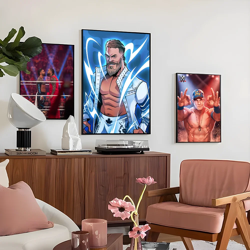 1PC World Wrestling Wwe Poster Self-adhesive Art Waterproof Paper Sticker Coffee House Bar Room Wall Decor