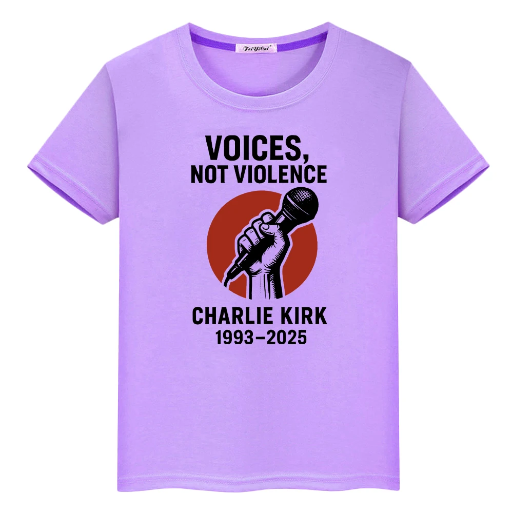 

Charlie Kirk Tees FREEDOM print t shirt for kids boy 10year Halloween 100%Cotton cartoon Tops Anime Short y2k kids clothes girls