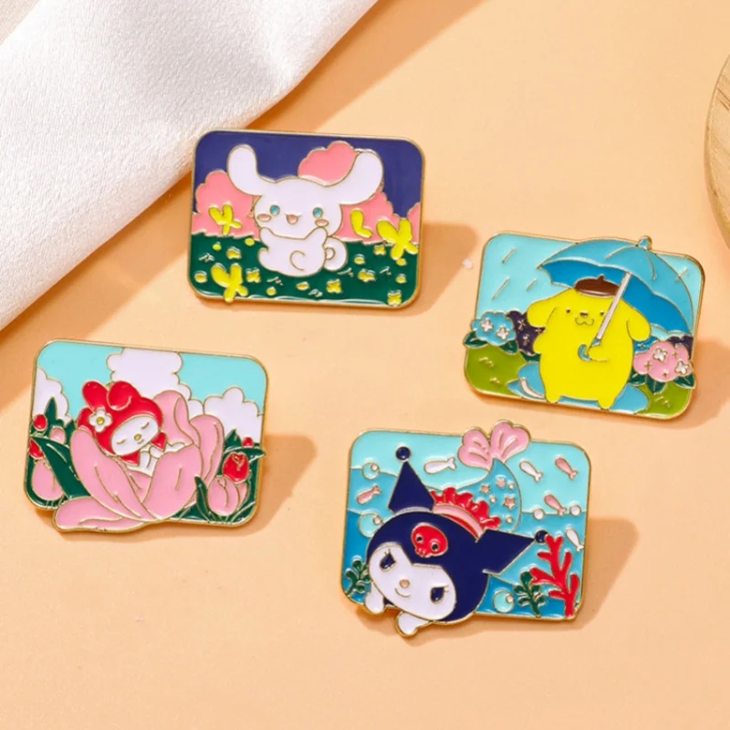 1 Pcs Sanrio Kawaii Anime Enamel Pins Brooch for Women Cartoon Metal Pins Badge on Backpack Hat Decoration Accessory Wholesal