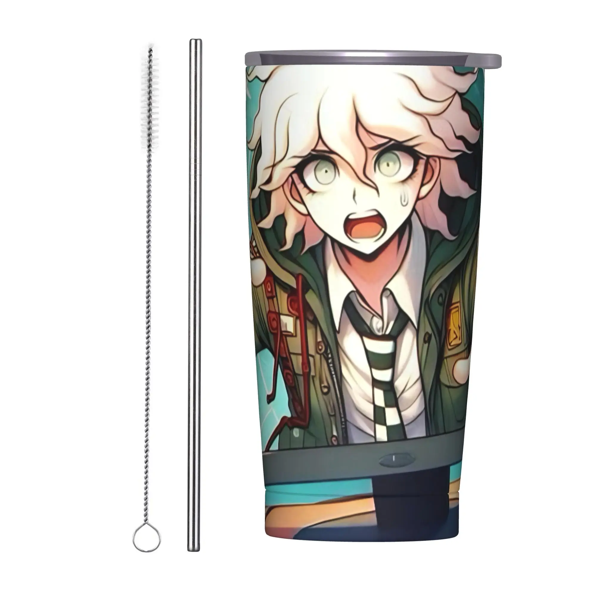 

Nagito Komaeda Anime Tumbler Vacuum Insulated Danganronpa Game Coffee Cups Stainless Steel Office Home Mug Spill Proof