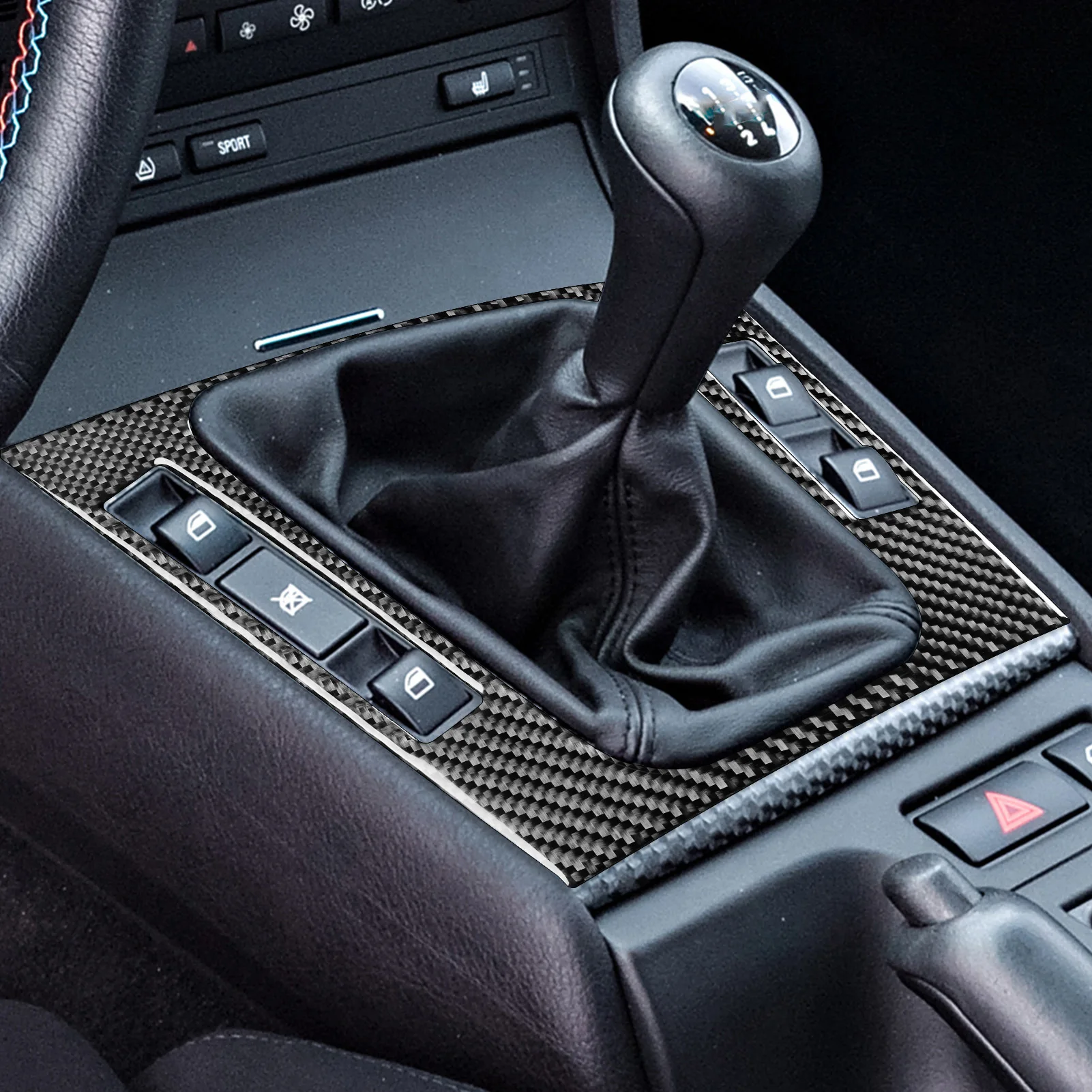 For BMW E46 1998-2005 Carbon Fiber centre Gear Shift Panel Trim Cover Car Interior Accessories Decorative Stickers