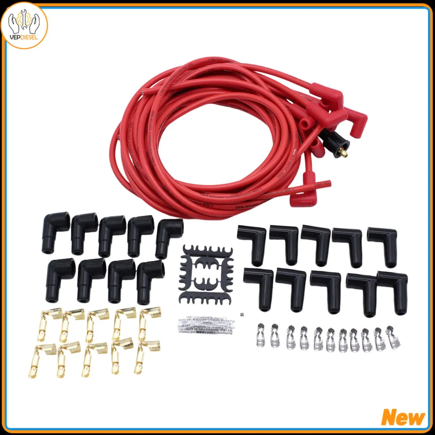 1set Accel Spark Plug Wire Set 4041R 8mm Red 90 degree For Universal