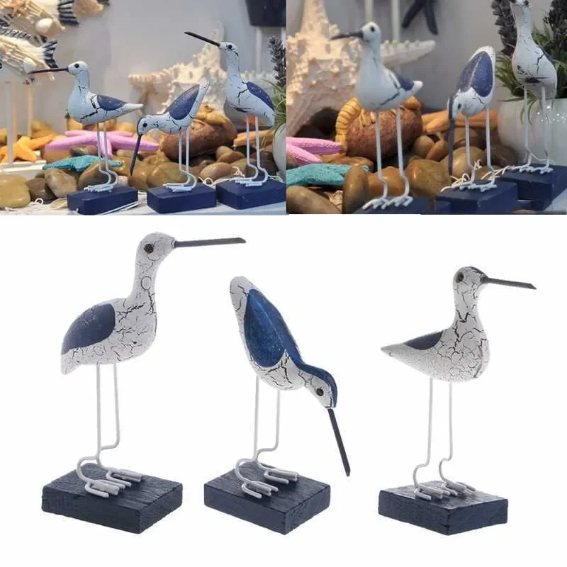 

Wooden Navy Seabirds Mediterranean Style Sculpture Home Decoration Craft 210804