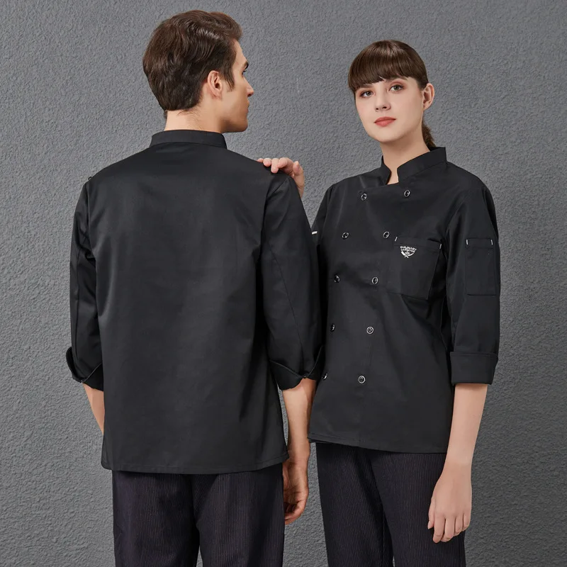 Chef Overalls ผู้ชายแขนสั้นฤดูร้อน Breathable บาง Catering ร้านอาหารห้องครัวเสื้อผ้าแขนยาวห้องครัวเสื้อผ้า Aut