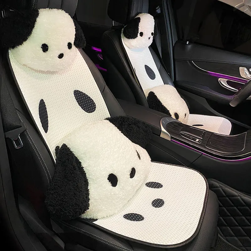 Car Cushion Female Cartoon Cute Dog Ice Silk Breathable Mesh Comfortable Car Seat Cushion Five Seasons