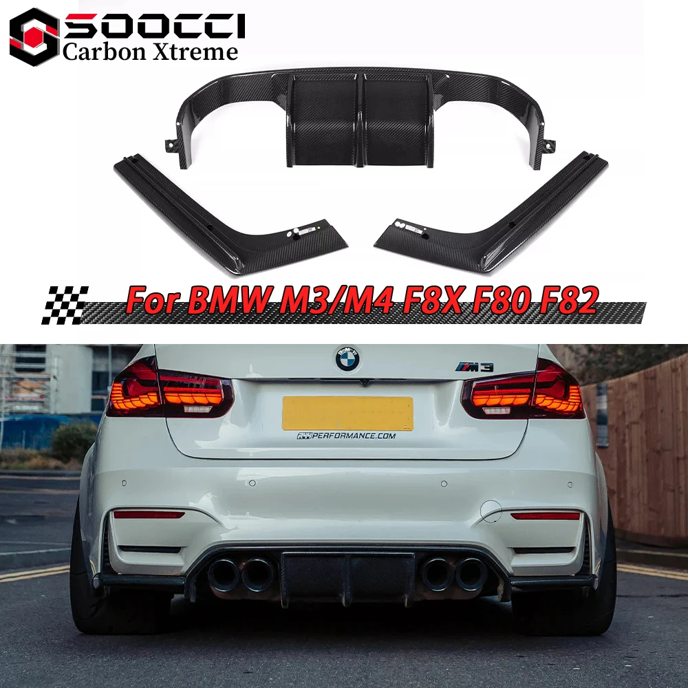 

M3 M4 Dry Carbon Fiber Rear Diffuser Lip for BMW M3 F80 M4 F82 F83 V Style Auto Parts Lip Bumper Rear Splitter Spoiler