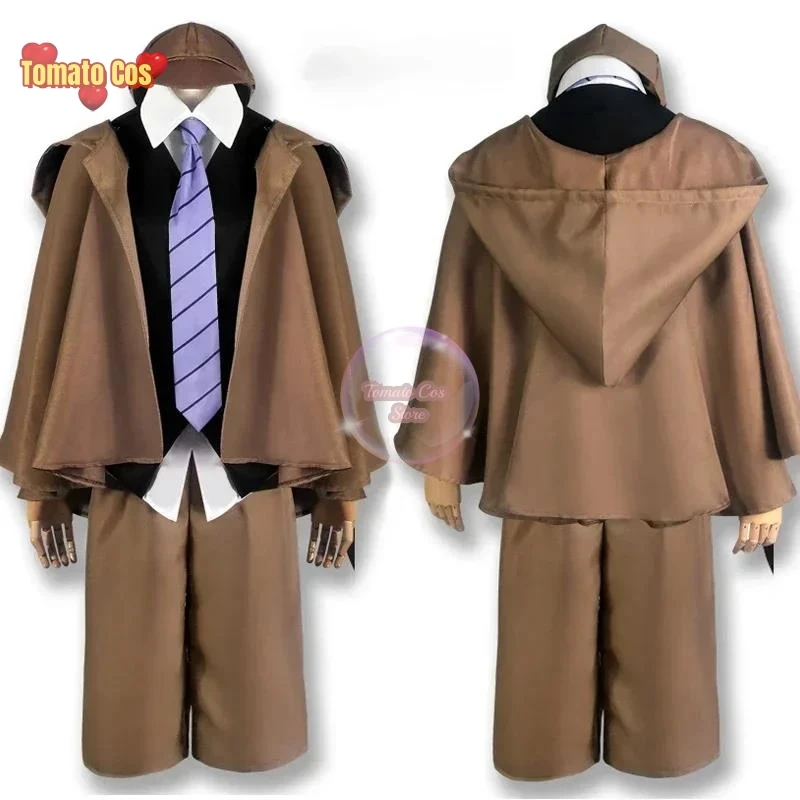 Edogawa Ranpo cosplay Bungo Stray Dogs  Costume Detective Uniform Suit Edogawa Rampo Outfits with Hat for Halloween Comic Con