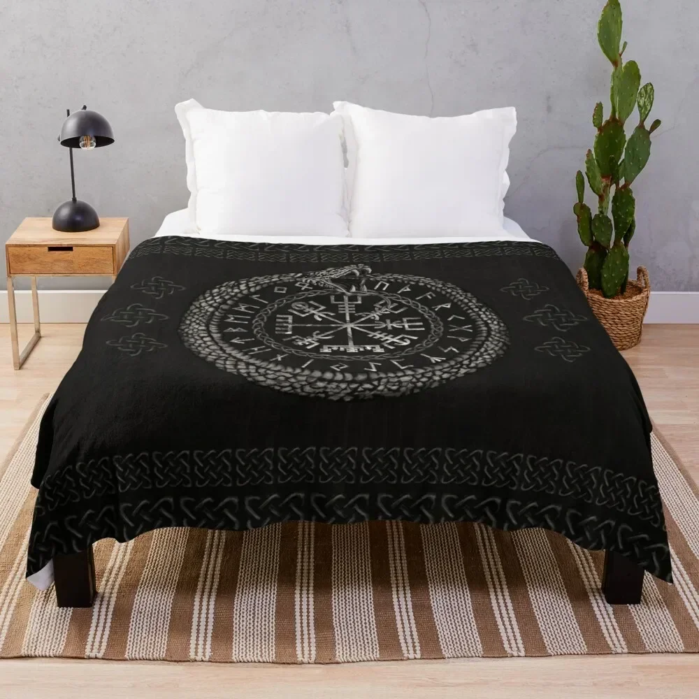 Vegvisir with Ouroboros and runes Throw Blanket Soft Sofa Thins Summer Beddings Blankets