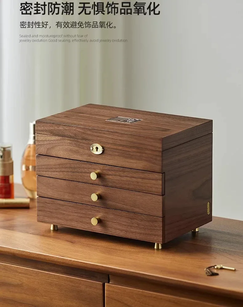 jewelry box with lock, necklace hand jewelry multi-layer storage box, high-end exquisite jewelry box with large capacity