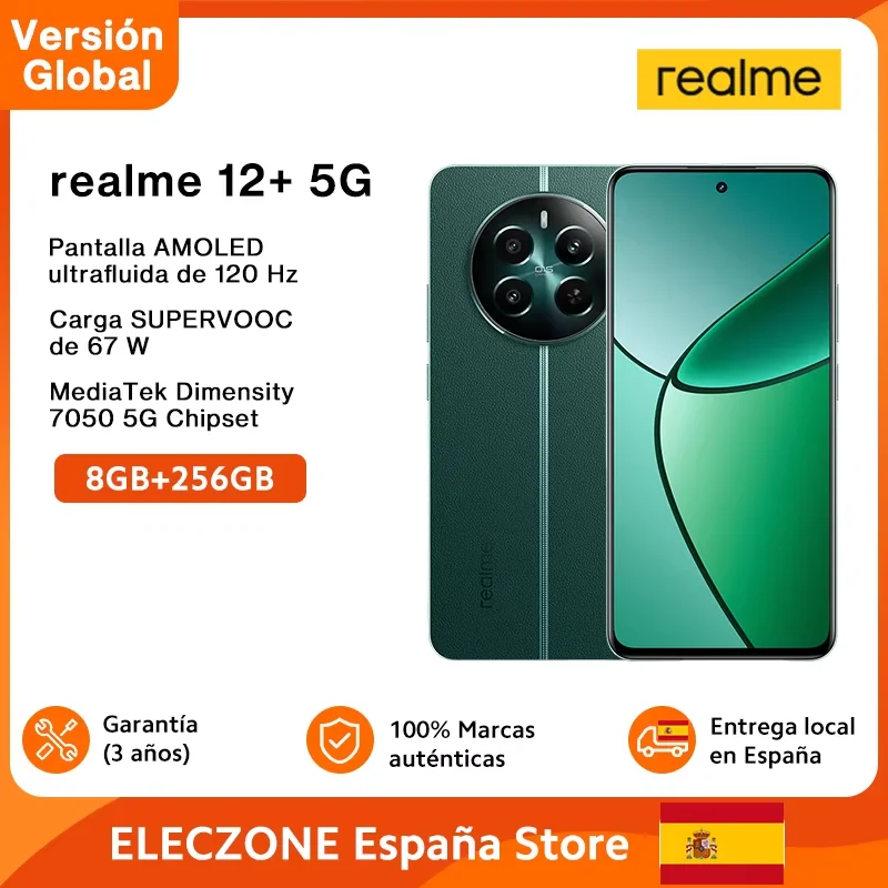 Global Version realme 12+ 5G 120Hz Ultra Smooth OLED Display 67W SUPERVOOC Charge MTK Dimensity 7050 5G realme 12 Plus 5G